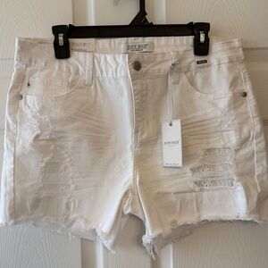 Judy Blue Women's White Distressed Jean Shorts XL